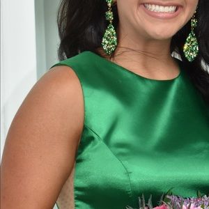 Custom Emerald Green Earrings Swarovski Crystals